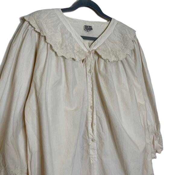 Vintage Koochee One piece Lace Trim Cotton Jumpsuit Ivory Large - Picture 5 of 6